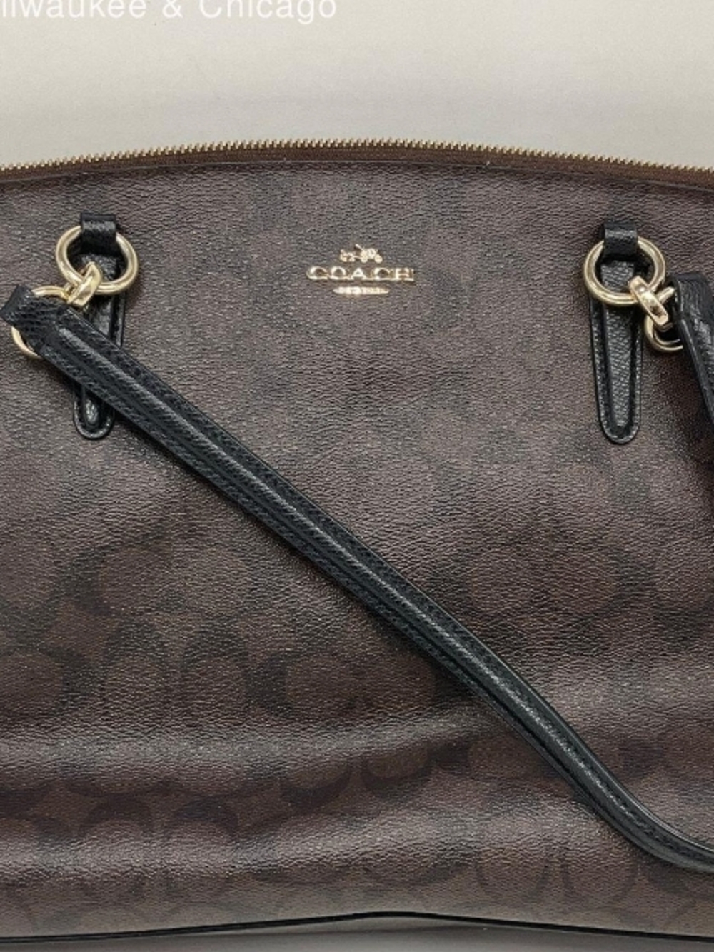 Coach Brown and Black Signature Dome Satchel